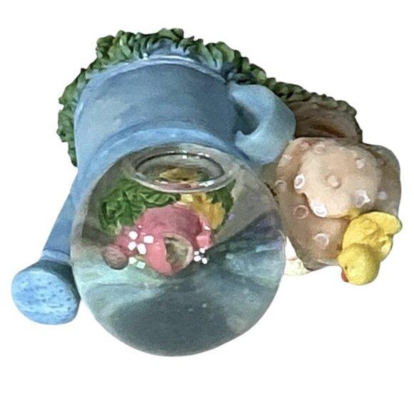 Snow Globe Vintage Easter Bunny and Chick Watering Can Ceramic Collectible 1990 - Picture 8 of 16